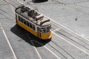 Yellow trams in Lisbon