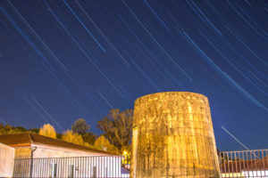 Star trail over Santiago de Compostela