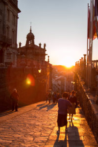 sunset in santiago de compostela